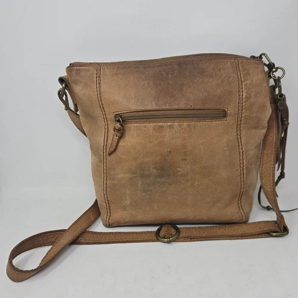 THE SAK Women's Ashland Leather Crossbody Bag Purse Tobacco Floral Emboss Boho‎